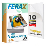 10 Vinil Adesivo Transparente A3 - Impressora Jato De Tinta