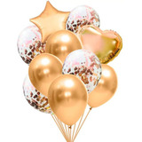 10 Balão Bexiga Estrela Coração Metalizados C  Confete