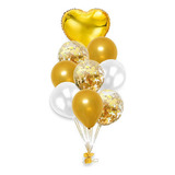 10 Balão Coração Estrela Metalizado Bexiga