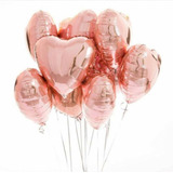 10 Balão Coração Metalizado Rose Gold