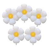 10 Balão Flor Margarida Branca 45cm Decoração Festa Jardim Cor Branco Liso