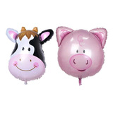 10 Balão Metalizado Porco E Vaca