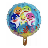 10 Balões Metalizado Baby Shark Tam 45x45cm