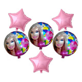 10 Balões Redondo Barbie Frente verso 45cm Estrelas