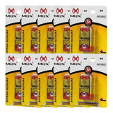 10 Baterias 9 Volts Alcalina Original Mox Alta Duração Caixa