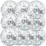 10 Bolas Infláveis De Praia Para Piscina Com Glitter Bola De Confete Flutuante Para O Verão Praia Piscina E Lembrancinha De Festa Bola De Geleia Transparente 40 Cm Prata
