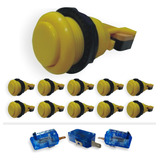 10 Botões Arcade Nylon Amarelo Com Micros