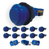 10 Botões Arcade Nylon Azul Com Micros