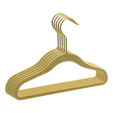 10 Cabide Veludo Infantil Baby Gancho Dourado Cor Bege