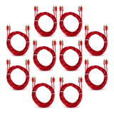 10 Cabos Rca Para Som Automotivo E tech 1 Metro Injetado 4mm