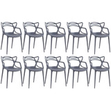 10 Cadeiras Allegra Cozinha Ana Maria Inmetro Colorida Cores Cor Da Estrutura Da Cadeira Cinza escuro