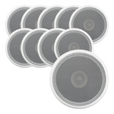 10 Caixas Som Ambiente Arandela Redonda Gesso 5 Pol Embutir