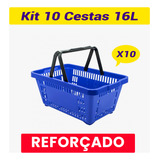 10 Cesta Plástica Supermercado Reforçada Empilhável Cestinha