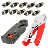 10 Conector Rg6 Rg59 Alicate Cabo Coaxial Decapador
