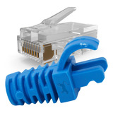 10 Conectores Rj45 Cat6 10 Capas Snap Azul Claro