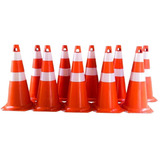 10 Cones Borracha Flexível 75 Cm Lar bco C faixas Refletivas