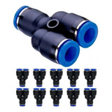 10 Conexão Pneumática União Emenda Em Y 6mm Engate Rapido