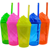 10 Copos Twister 300ml C Tampa Chantilly Neon Sortido
