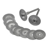 10 Discos De Corte Diamantados 22mm 2 Hastes Micro Retífica
