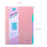 10 Divisória Tons Pastel Caderno Argolado Fichário Sortido21