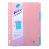10 Divisórias A4 Caderno Argolado Fichário Tom Pastel Color
