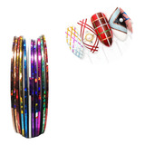 10 Fitas Fitilhos Adesiva Decoração Unha Nail Art Metalizado