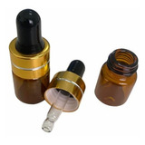 10 Frasco Vidro Âmbar Mini Conta Gotas 2ml Com Tampa Dourada