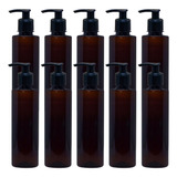 10 Frascos Cilindricos Âmbar 200ml Com Válvula Pump