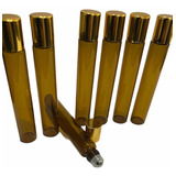 10 Frascos De Vidro Âmbar 10 Ml Roll on Dourado
