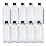 10 Frascos Pet Embalagem 1 Litro Transparente Tampa Rosca