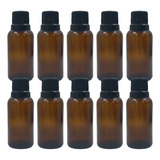 10 Frascos Vidro Âmbar 50ml Com Tampa Preta Lacre Batoque
