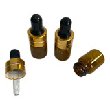 10 Frascos Vidro Âmbar Conta Gotas 2ml Com Tampa Dourada