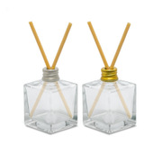 10 Frascos Vidro Aromatizadores Cubo 50 Ml Difusor Varetas