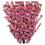 10 Galho Flor Cerejeira Rosa Artificial 1 20m Planta Haste