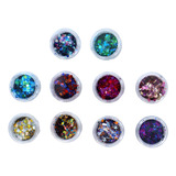 10 Glitter Encapsulado Flocado Pedrarias Caviar Strass Unhas Cor Hs 705