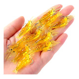 10 Iscas Camarão Artificial Silicone Realista Corvina Pesca