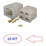10 Kit Conector 04 Vias Macho