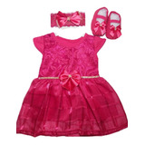 10 Kit Menina Vestido sapato faixa Promoção Bebê Infantil