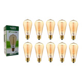 10 Lâmpada Filamento De Carbono St64 40w 220v E27 Retrô Decorativa Rústico Vintage Green Age