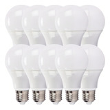 10 Lâmpada Led 12w Bulbo Soquete E27 Bivolt Casa Comércio Luz Branco quente