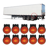 10 Lanterna Lateral Led Caminhão Carreta C suporte Amarela P
