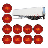 10 Lanterna Lateral Led Caminhão Carreta S suporte Amarela P