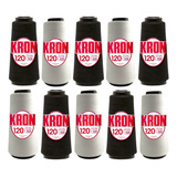 10 Linhas De Costura Reta Kron 120 Jds Branco E Preta