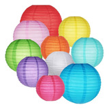 10 Luminárias Orientais Tecido De Nylon 30 Cm Cores Variadas