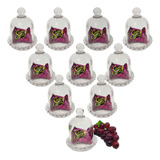 10 Mini Boleira Porta Cupcake Doce Cúpula Redoma Vidro Festa