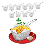 10 Mini Cesto P Fritura Servir Porções Quentes Batata Frita