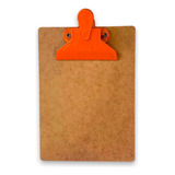 10 Mini Pranchetas Laranja Mdf 148x210mm Com Porta Caneta