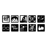 10 Mini Quadros Vazados Harry Potter Preto Decorativos