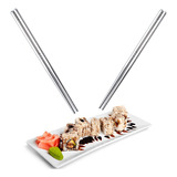 10 Pares Palito Hashi Aço Inox Resistente Higiênico