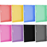 10 Pastas C elastico Oficio Colorido Transparente Cristal